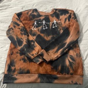 Skateboarding skeletons tie dye sweatshirt